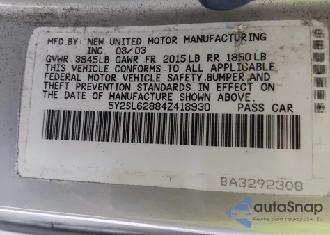 2004 Pontiac Vibe z USA, uszkodzony, nr VIN 5Y2SL62884Z418930
